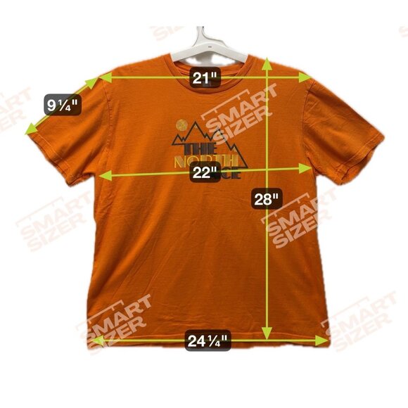 The North Face Mens XL Orange Unique Rare Mountain LOGO Graphic Tee t-shirt - Picture 3 of 5